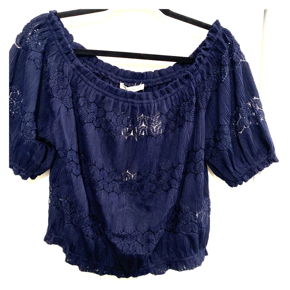 Navy Blue Off shoulder Crop Top